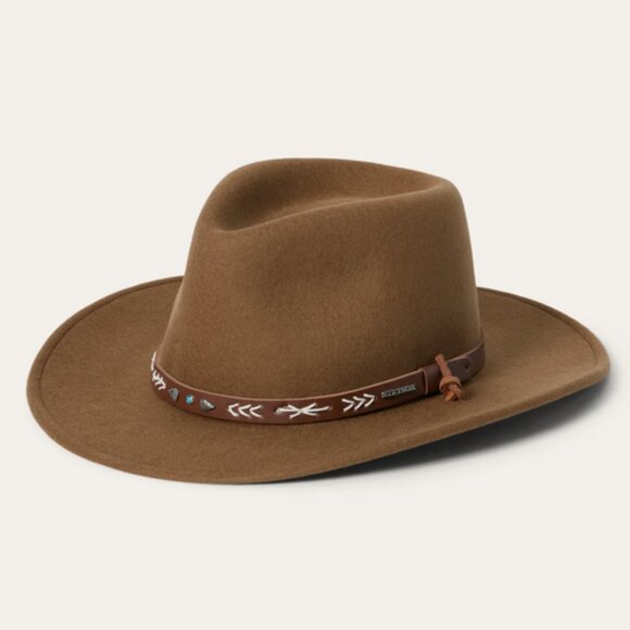 Stetson Olive Felt Western Hat with Brown Leather Band and Turquoise main image 4